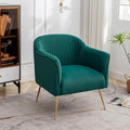 Contemporary Velvet Accent Chairs for Living Room Bedroom and Entryway Modern Armchair with Sleek Metal Legs Elegant Seating Solution for Small Spaces Green