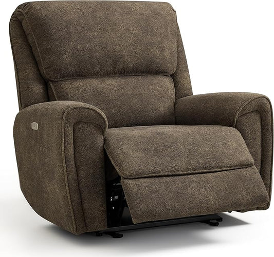 MCombo Oversized Power Recliner Chair for Big and Tall People Heavy Duty Power Recliners 400lbs USB &amp Type C Charge Ports for Living Room Office Fabric OE675 (Brown)