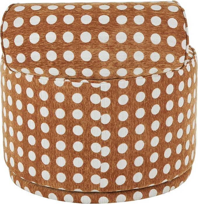 Deco 79 Polyester Living Room Accent Chair Round Swivel Boucle Side Chair with White Spots Corner Chair 26 x 27 x 25 Brown