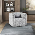 Lexicon 360 Degree Swivel Accent Chair Modern Jacquard Fabric Barrel Chair with Metal Swivel Base and Lumbar Pillow for Living Room/Bedroom/Office Assembled Gray