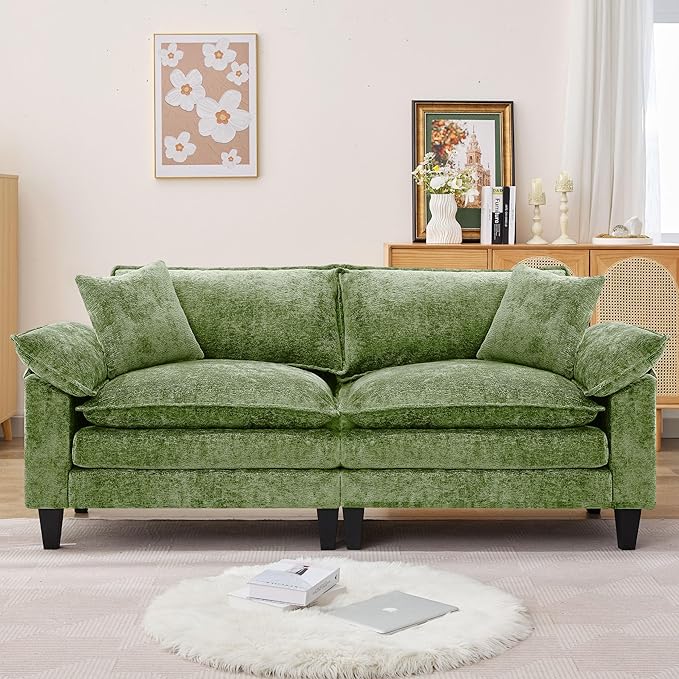 83 Loveseat SofaCloud Couch for Living RoomComfy Love Seat with Double Cushion2 PillowsRemovable Cover for Bedroom Apartment and Office