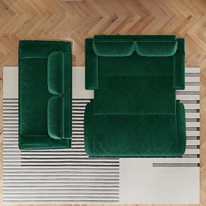 3 in 1 Convertible Queen Sleeper Sofa Bed Comfy Pull Out Futon Couch Bed 73.2 Modern Velvet Recliner Loveseat Sofa Multi-Functional Green Cloud Couch for Living RoomApartmentOffice (Green 73.2)