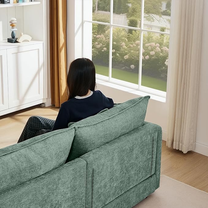 102 Cloud Sectional Couch Modular L Shaped Sofa with Movable Ottoman Comfy Chenille Deep Seat Sofa with Throw Pillows 3-Seater Cloud Couches for Living Room Apartment