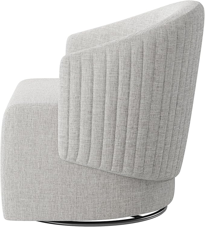 BELLEZE Swivel Accent Chair Modern Upholstered Swivel Armchair 360 Degree Barrel Chair Comfy Corner Chair for Living Room Bedroom - Malta (Light Grey)