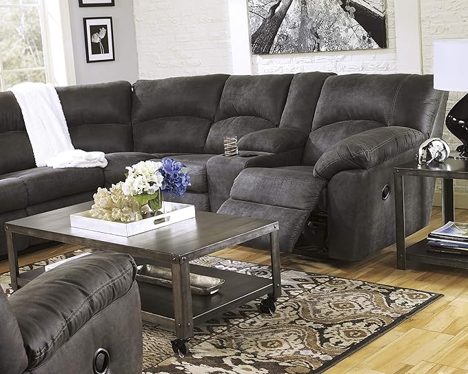 Signature Design by Ashley Tambo Faux Leather Manual Rocker Recliner Gray