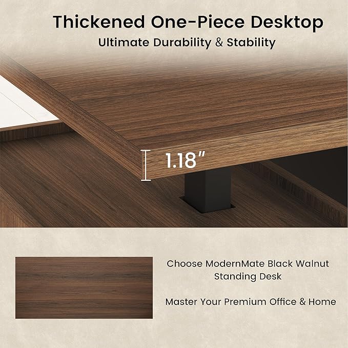 Executive Standing Desk with Drawers &amp Storage 70.8'' Adjustable Electric Stand Up Wood Desk with Privacy Panel AC/USB File Cabinet Large One-Piece Desktop for Home Office Black Walnut