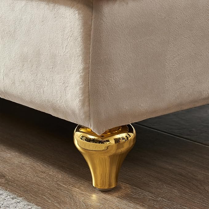 60.6 Velvet Chaise Lounge Sleeper Sofa with Large Hidden Storage &amp Lumbar Pillow Upholstery Tufted Lounge Chair Indoor with Gold Metal Legs &amp Armrest Reclining Sofa Chair for Living RoomBe