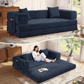 MoonSpeak 78.8''Sleeper Couch Bed for LivingroomConvertible Modular Sofa with Armrest PillowModular Foldable Corduroy Couches in a BoxNo Assembly (Blue)