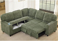81 Convertible L Shaped Sleeper Sofa Couch with Pull Out Sofa Bed Sleeper Bed with Oversized Storage USB Ports &amp Cup Holder Sectional Couches for Living Room Green Corduroy