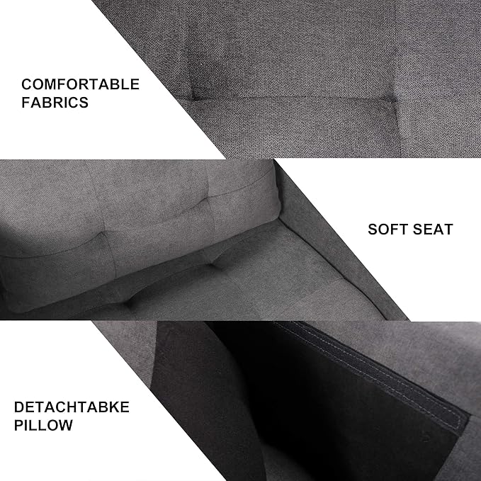 STHOUYN Mid Century Modern Upholstered Fabric Accent Chair with Arms Set of 2 Armchair Comfy Reading Chair for Living Room Studio Office Couch Single Sofa Set Bedroom Grey