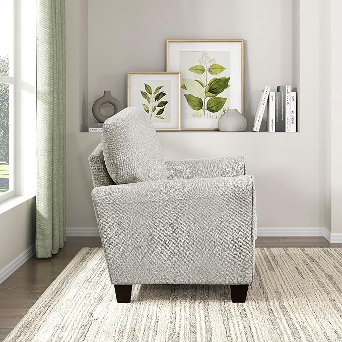 Lexicon Chenille Upholstered Accent Chair Modern Living Room Chair with Removable Back Cushion Cover Track Arms for Office/Bedroom/Apartment Easy Assembly Gray