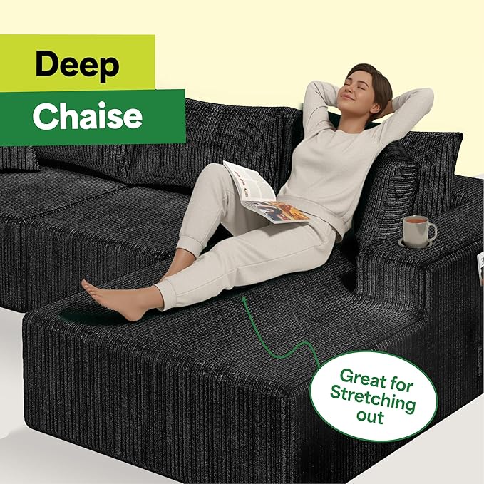 EconoHome Boneless Cloud Sectional Sofa - Plush Deep Seat L-Shaped Couch for Relaxing &amp Entertaining Durable Construction &amp Easy Assembly Perfect Addition to Any Living Room