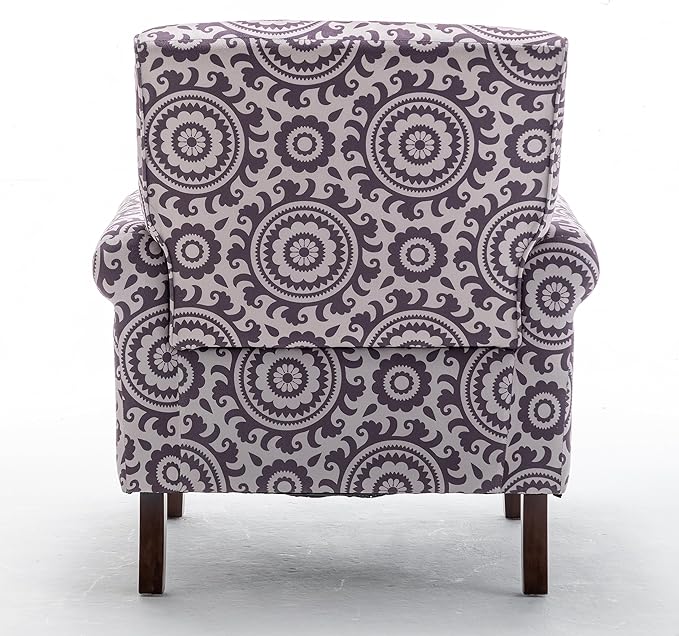 Classic Accent Armchair with Birch Wood Frame and Comfortable Rolled Armrests Arm Chairs for Living Room Bedroom and Office Decor 02 Printed Fabric