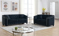 2 Piece Modern Chesterfield Velvet 77 3-Seater+59 Loveseat Sofa Set Upholstered Tufted Backrests with Nailhead Arms and 4 Cushions for Living Room Bedroom ApartmentBlack