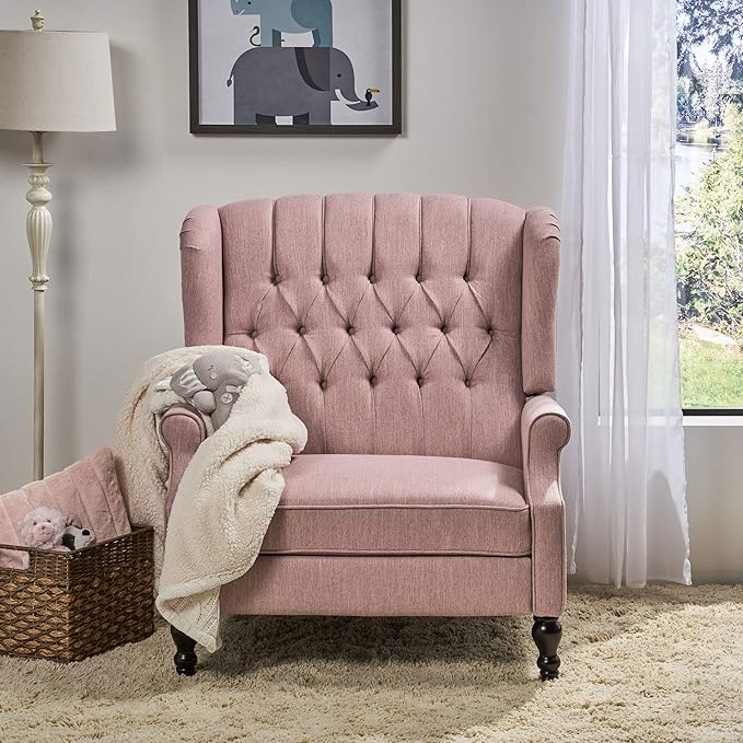 Christopher Knight Home Salome Push Back Recliner Light Blush Dark Brown