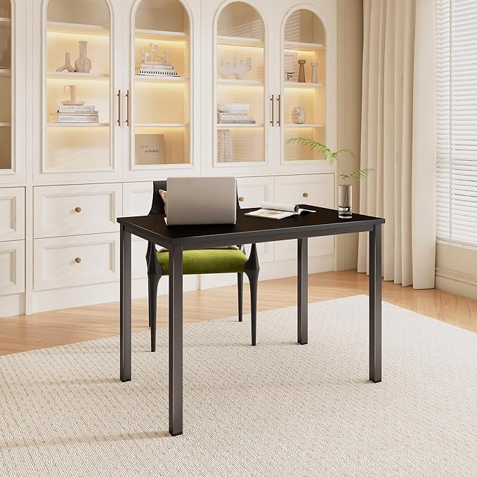40 Inch Computer Desk Small Home Office Desk with Deeper Desktop Study Writing Gaming Table Modern Simple PC Desk for Office Home Bedroom Easy Assembly Adjustable Feet Black