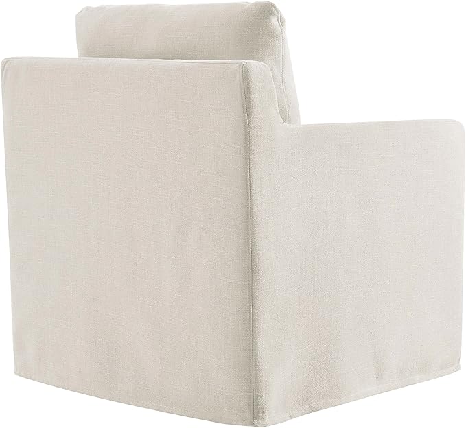 Modway Serene Swivel Accent Armchair in Salt - Modern Fabric Upholstered Chair - Slipcovered Armchair - Swivel Chair for Living Room or Bedroom
