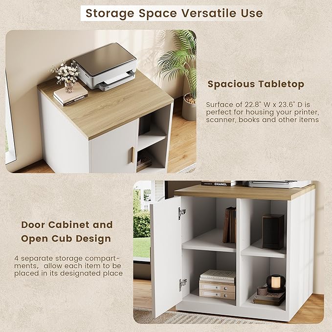 Computer Desk with Hutch and File Cabinet 72.8 Home Office Desk Set Under Desk Storage Cabinet All-in-One Study Writing Desk with Power Outlet 1.18 Desktop Privacy Panel Light Walnut