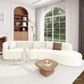 Merax Modern Minimalist Large 2-Piece Sectional Curved Chenille Sofa with 3 Pillows and High-Density Foam for Luxurious Comfort and Seamless for Living Room Bedroom White