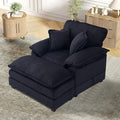 TTK Oversized Chaise Lounge Chair with Ottoman - 39.17 Wide Modern Sleeper Sofa for Living Room Bedroom &amp Office - Deep Seat Sectional Couch with Pillow Comfortable Reading ChairBlack