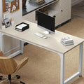 NSdirect Large Office Desk for Home Office Large 63 Computer Desk Table Wide Writing Study Desk for 2 Person Metal Sturdy Frame Thicker Steel Legs (White Oak 63L x 23.6W x 29.5H)