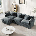 Modular Sectional Sofa 111.5 Inch L-Shaped Cloud Sofa with Deep Seat Chenille Sofa with Cushions Three-Self Sectional Sofa for Living Room ApartmentGray