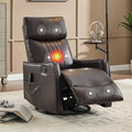 Manual Swivel Rocker Recliner Chair for Adults Overstuffed Reclining Glider Chair for Nursing with Vibration Massage &amp Heat Living Room Rocking Recliner 2-Stage backrest Faux Leather Dark Brown