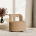 BELLEZE Contemporary Teddy Swivel Chair with Open-Back Design Cozy Upholstered Accent Chair for Living Room Bedroom or Office - 360° Rotating Base - Burke (Brown)