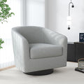 Swivel Barrel Accent Chair Modern Round Chenille Fabric Arm Chair for Living Room Bedroom Comfy Club Reading Chairs for Adults（Chenille Fabric Light Grey Set of 1