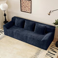 71 Cloud Boneless Loveseat Sofa Couch Bean Bag 3-Seater Couch with Memory Foam Corduroy Comfy Floor Sofa Deep Seat for Living Room Bedroom Apartment No Assembly (Blue)