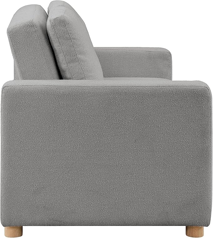 Serta Tulsa 66.1 Convertible Sleeper Loveseat Full Size Dreamcoil Comfort FingerGuard Pinch Point Protection Boucle Fabric Grey