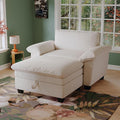 51-Inch Wide Oversized Chenille Recliner Sofa Ottoman with Storage - Upholstered Lounge Chair (Beige)