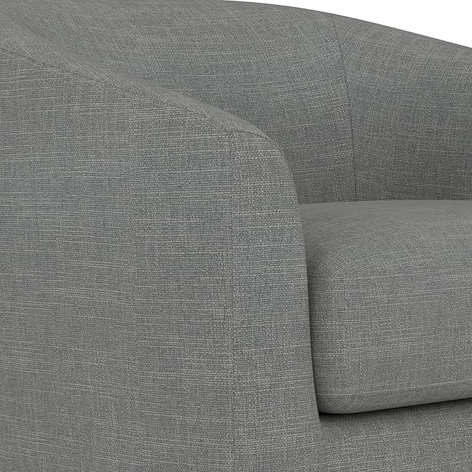 Swivel Accent Upholstered Modern Barrel-Curved Arm Linen Fabric Comfty Sofa Solid Wood Base Reading Bedroom Club Living Room Chair Charcoal Grey