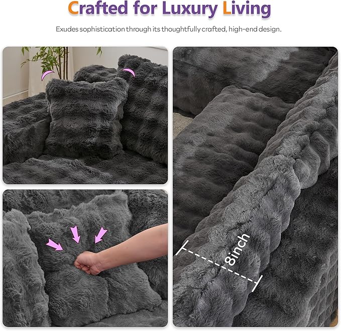 TYBOATLE 135’’ Boneless Slow-Rebound Memory Foam Couch Cloud Sectional Couches for Living Room w/Upgraded Fabric Comfy Deep Seat Fluffy U Shaped Modular Sectional Sofa w/Chaise