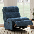 Modern 360° Swivel Rocker Recliner Chair for Adults Chenille Upholstered Manual Recliner Chair with Adjustable Backrest Soft Nursery Rocking Chair for Living Room Small Spaces (Blue/60)