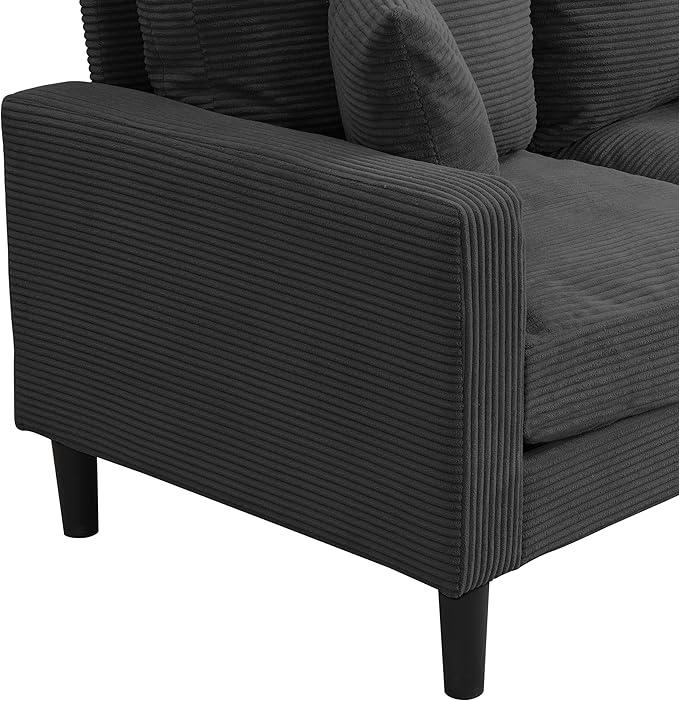 Corduroy Loveseat Sofa 2-Seater with Metal Legs Modern 57'' Compact Couch for Small SpacesMini Couches for Living Room/Apartment/Dorm/OfficeSettee (Corduroy Dark Gray)