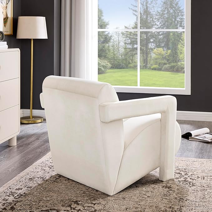 Roundhill Furniture Velmor Contemporary Velvet Accent Armchair Ivory