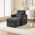 Multifunctional Sofa Recliner Chairs with Storage Cell Phone Bracket Chenille Recliner Chair Bed with Side Pockets and High Backrest Modern Living Room Single Lounge Chair (Black)