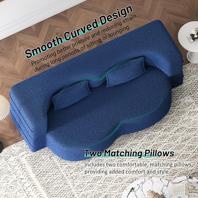 JOYBASE 78in Sofa Couch Convertible Oversized Cloud Loveseat Minimalist Sleeper Sofa Bed for Living Room Apartment Office No Assembly Required (Blue)