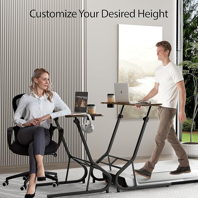 GRLEAF Adjustable Height Standing Desk for Walking Pad Treadmill Desk for Laptop with Cup Holder Desk for Bike/Cycling Used for Bedrooms and Offices (Rustic Brown)