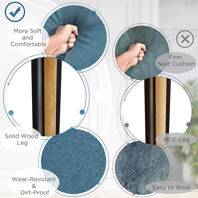 Yaheetech Mid-Century Accent Chairs Modern Upholstered Living Room Chair Cozy Armchair Button Tufted Back and Wood Legs for Bedroom/Office/Cafe Navy Blue