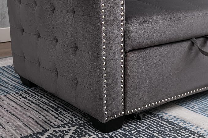 Merax 76.8 Pull Out Sleeper Reversible Sectional Storage Sofa BedConvertible Velvet Corner Sofa Bed and Reversible Storage Chaise L-Shaped Sleeper Sofa for Living RoomDark Gray