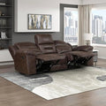 Lexicon Double Recliner Sofa for Living Room Wall Hugger Manual Reclining Couch Sofa Textured Microfiber Upholstered Dual Reclining Sofa Home Theater Seating Required Assembly Dark Brown
