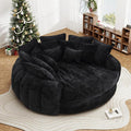82'' Oversized Upholstered Sofa Bed Round Chaise Lounge Chair Indoor Modern Chenille Boneless Couch No Assembly Required Plush Sleeper Chair with 14 Pillows for Living Room Black