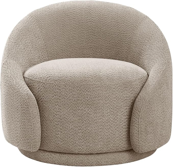 VANOMi 360 Degree Swivel Barrel Chair Modern Living Room Chairs with Armrest Cozy Reading Chair for Adults Small Space Living Room Camel