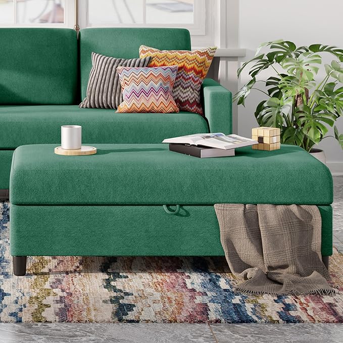 Shintenchi Modern Rectangular Ottoman with Storage Storage Ottoman for Sectional Sofa Extra Sofa Seats Couch for Living Room