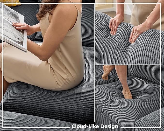 Jocisland Oversized Modular Sectional Sofa with 32 Deep Seat 6 Seater Sectional Couch Modular Sofa for Living Rooms Tool-Free Assembly Flexible Modular Couch Layout-Corduroy Gray