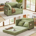 51 Loveseat Sleeper Sofa Bed Chenille Convertible Floor Sofa Bed for Small Spaces Folding Couch Bed with Deep Seat 2 Pillows &amp Solid Frame Pull Out Floor Couch for Living Room Green