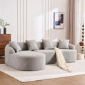 DEINPPA L Shape Modular Couch 3-Seater Chenille Comfy Couch with Throw Pillows Modern Cloud Sofa for Living Room Apartment-Light Gray
