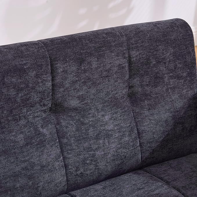 Nordic Modern Double Armchair Living Room &amp Bedroom Compact Upholstered Sofa Leisure Sofa Comfortable Seating with Dual Armrests Can be paired with a single chair for Living RoomBedroom (BLACK)